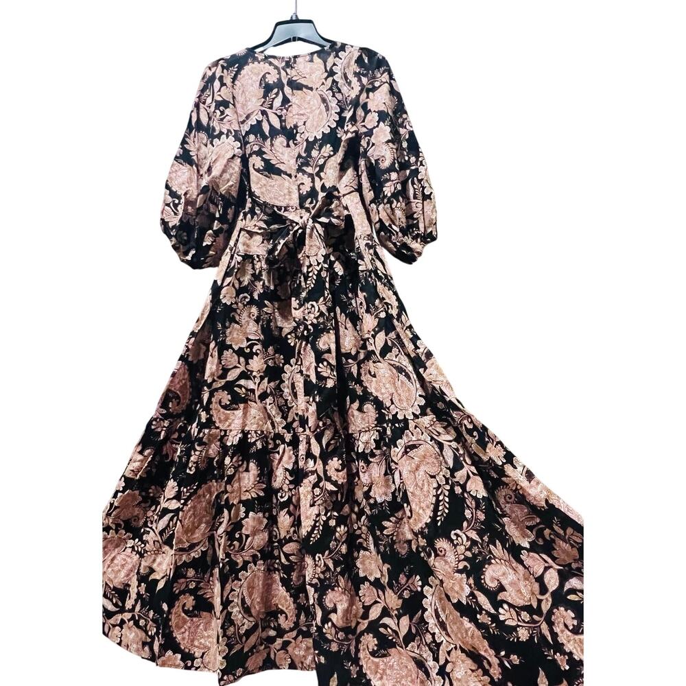 NWT❤️Anthro KIVARI V-Neck Puff-Sleeve Linen Dress sz6 - Picture 7 of 11